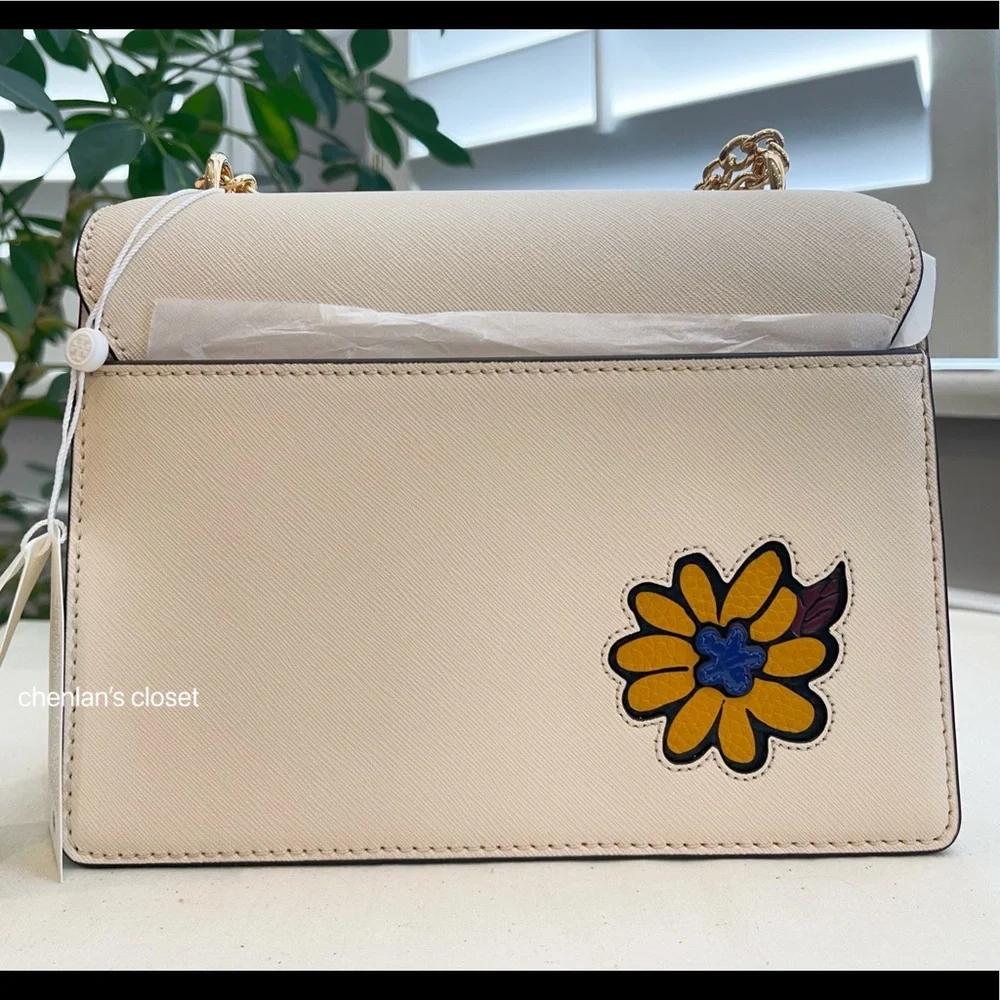 🌈NeW! Tory Burch Emerson Applique Flap Floral Shoulder Bag - Picture 11 of 13